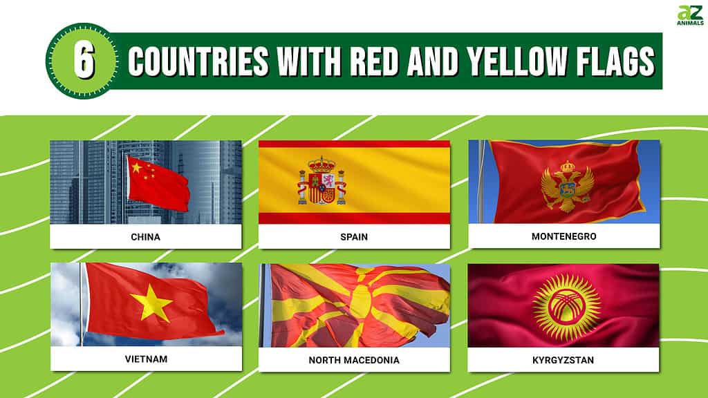 6 krajín s červenou a žltou vlajkou