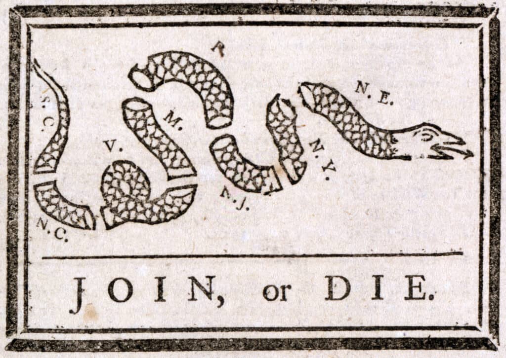 Istoria surprinzătoare a steagului șarpelui "Alătură-te sau mori", semnificația și altele